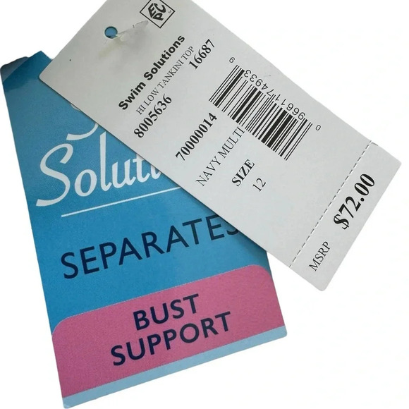 Swim Solutions Havanna Nights Bust Support Tankini Swim Top Size 12 Navy NWT - Picture 9 of 12